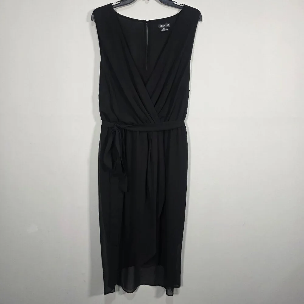 CITY CHIC Trendy Plus‎ Size Sleeveless Faux-Wrap Dress Size 16 - Picture 2 of 8